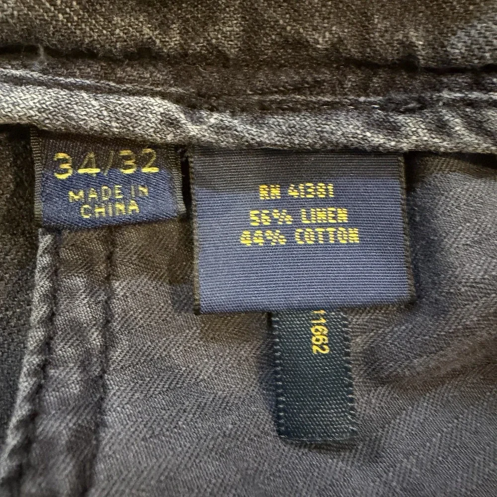 Polo Ralph Lauren Linen Blend Pants Mens 34x30 Slim Fit Blue Lightweight Woven